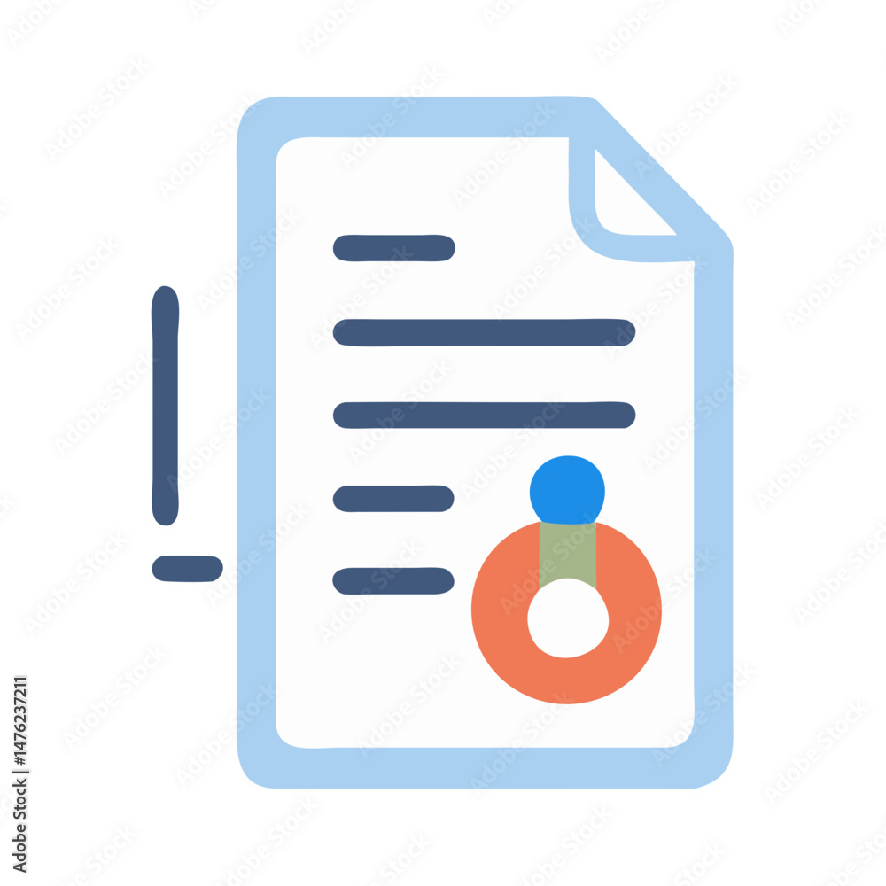 Poster data analysis report with chart icon illustration style