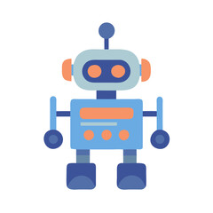 Flat Design Robot Illustration with Blue and Orange Accents