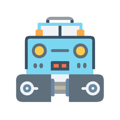 Vector robot illustration with blue color scheme against black