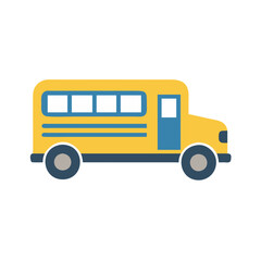 Graphic school bus on black background flat illustration