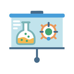 Science presentation screen featuring lab flask and target icons