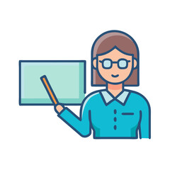 Illustration of a teacher presenting information on a board