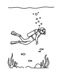 Scuba diver underwater clipart
