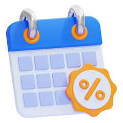 PNG 3D Scheduled Discount Date Icon Isolated on a White Background