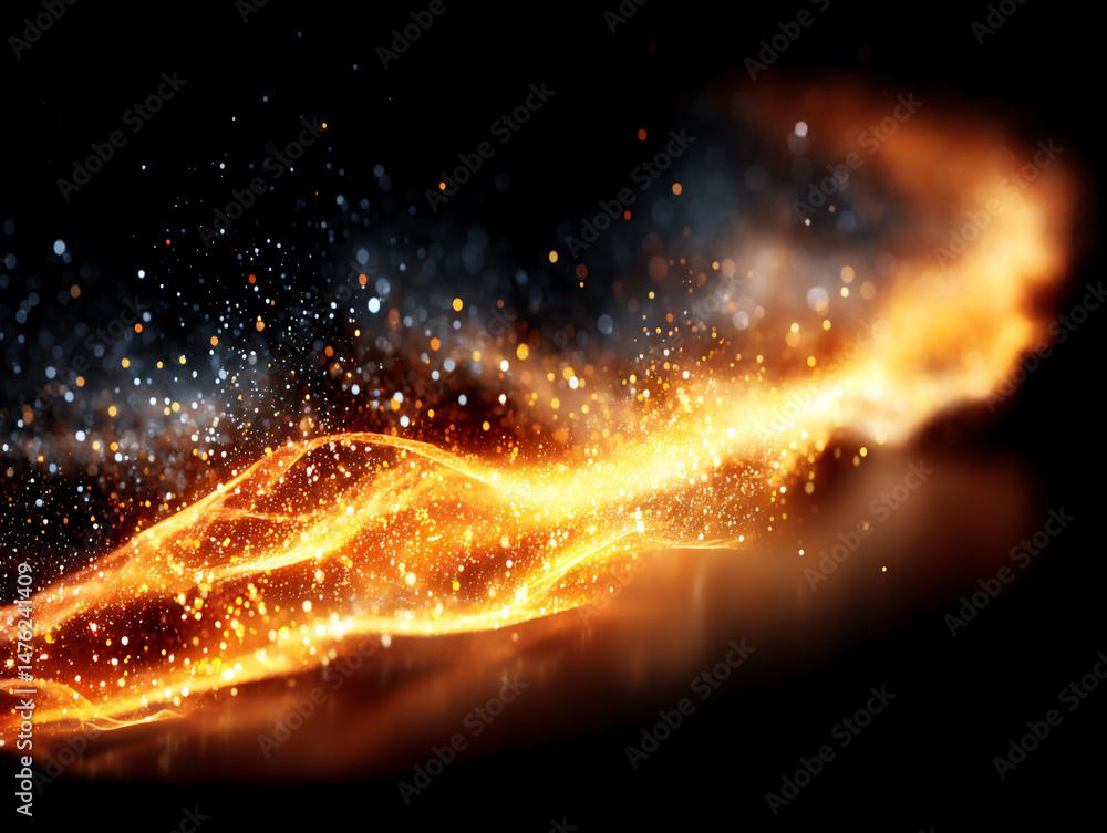 Poster a 3d illustration depicting an ai represented as a flowing stream of energy interacting with abstrac