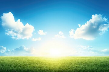 Fototapeta premium Sunrise over a grassy field