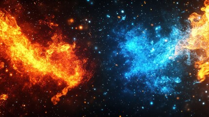 Obraz premium Abstract fire and ice cosmic background