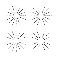 Fototapeta premium Set of sunburst element isolated flat style.