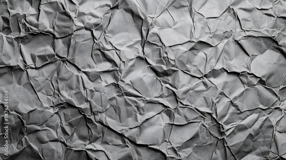 Poster crumpled paper background texture in grayscale high resolution surface for vintage and print mockup 