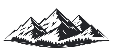 mountains,snow-capped peaks,black and white,simple geometric shape,minimalist design,natural landscape