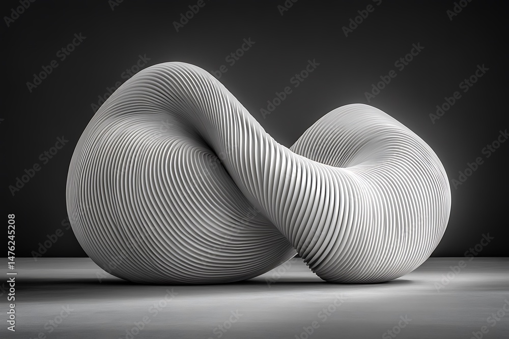 Poster captivating sculptural form with intricate layering of seamless curves