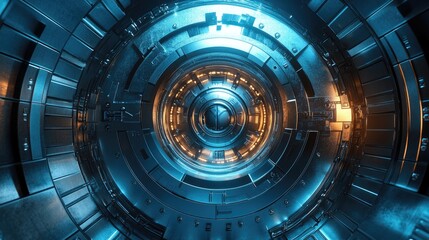 Intricate, futuristic, circular mechanical design.