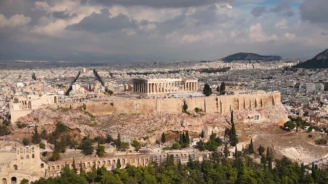 Parthenon in Athens, Construction began in 447 BC and was completed in 438 BC. It served as a symbol of Athenian power and wealth, and was also used as the city's treasury.
