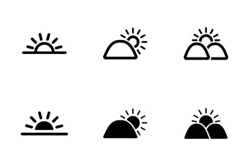 日の出・日の入りのイメージのアイコンイラストセット