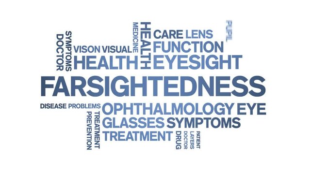 Farsightedness animated word cloud;text design animation tag kinetic typography seamless loop.