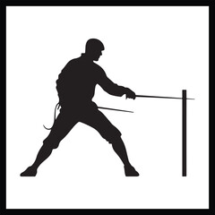 Silhouette Fencing clipart white background
