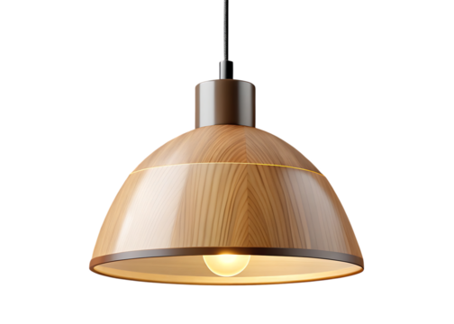 wooden ceiling lamp isolated on a transparent on white background