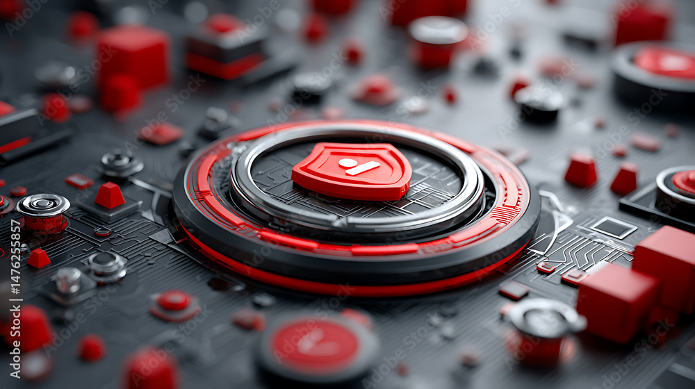 Poster digital security elements cyber environment graphic design abstract style close-up view modern conce
