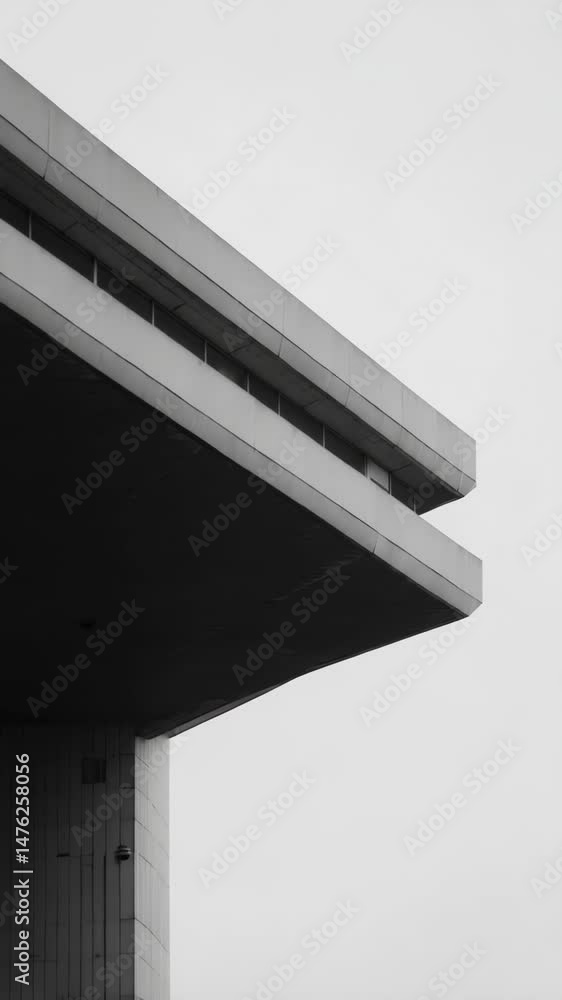 Poster concrete architecture with repetitive window pattern offers a minimalist and clean aesthetic against