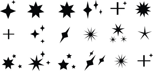 Sparkle star icon set shine icons collection of star sparkles symbol