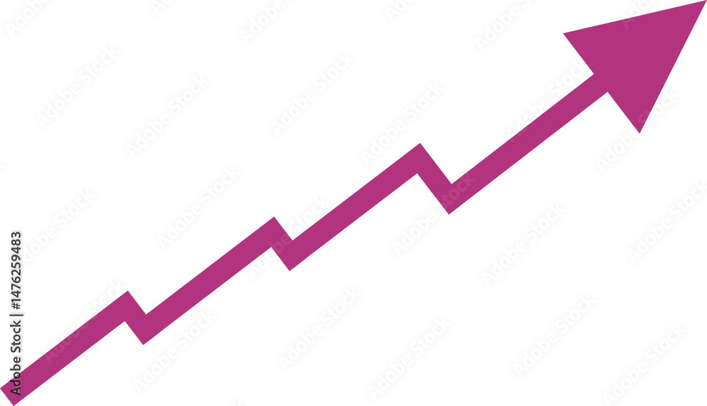 Poster arrow in terget a zigzag patternon a transparent business growth success chart with arrow business b