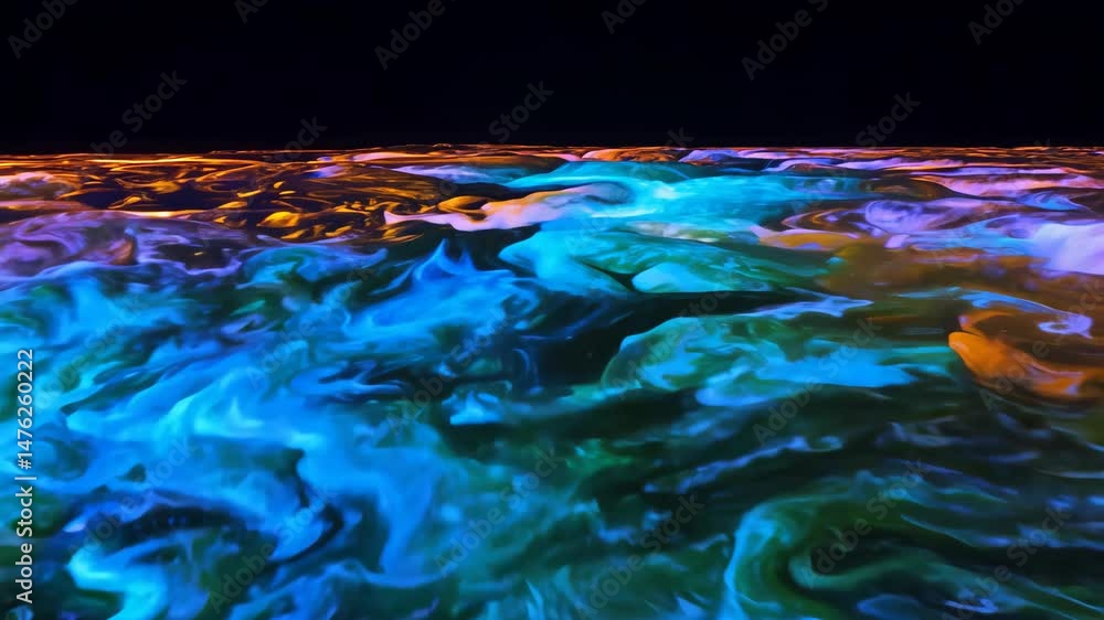 Poster abstract colorful fluid simulation with waves & swirls - 4k.