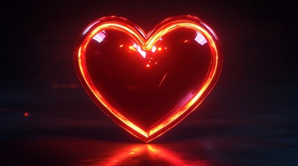 A minimalistic design of a heart icon bright red with clean lines captured in HD.