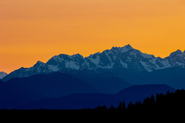 Olympic Mountains at Sunset