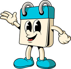 Cartoon Calendar Mascot Waving Hello