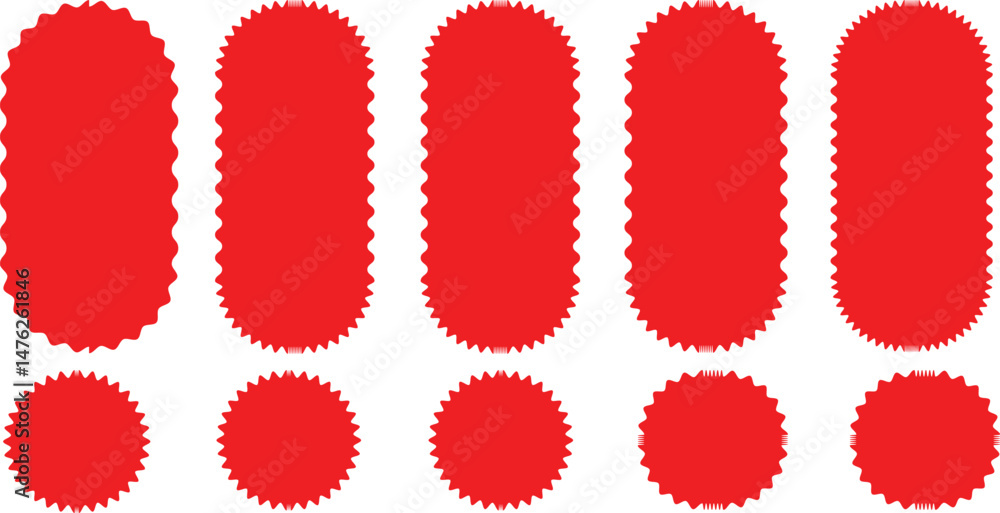 Poster set of frames in shape of squares and rectangles of various sizes with zigzag smooth edges. vector i
