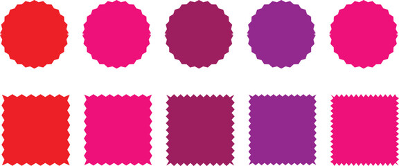 Zigzag edge colorful sticker round circle wave zigzag dividers collection undulating zigzag round abstract elements for frame stamp template promo design web design vector Jagged geometric shapes