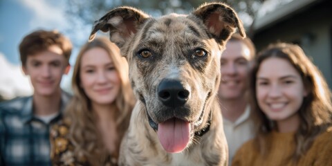 Teen Friends Taking Selfie With Dog