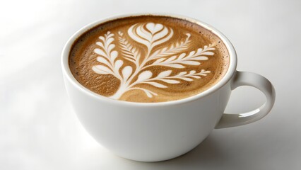Artistic Tree Design in a Latte Coffee Cup - Isolated