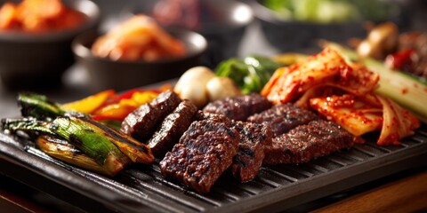 Traditional Korean BBQ Platter With Dipping Sauces