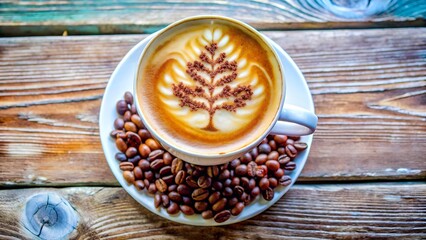 Barista Masterpiece Tree Latte Art in a Coffee Cup