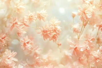 Fototapeta premium Delicate pastel pink flowers, soft focus