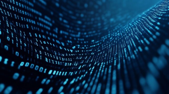 Digital data matrix background with binary code and blue tones ideal for cybersecurity and IT themes overlay cut out on isolated transparent removed background