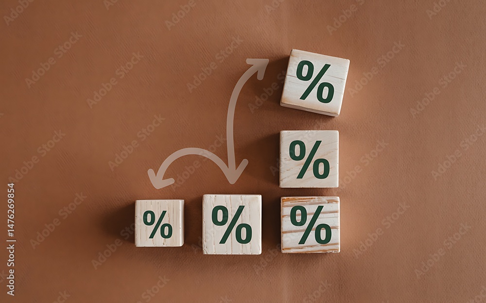 Poster understanding percentage increase and decrease a visual guide to growth and decline using wooden blo