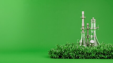 Glass Industrial Structures in Green Grass