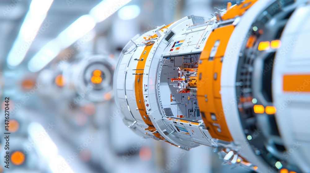 Poster robotic construction technology featuring advanced machinery and intricate design elements, showcasi