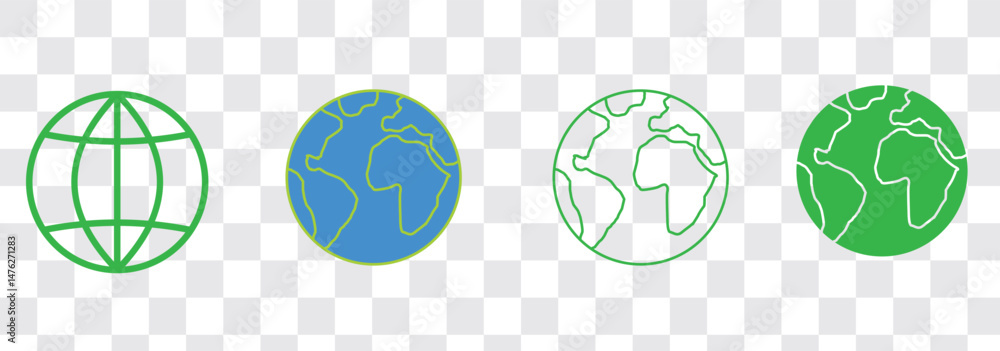 Wall mural globe icons set. planet earth symbol collection. world planet earth icon line and flat style - stock