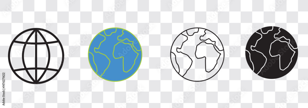 Wall mural globe icons set. planet earth symbol collection. world planet earth icon line and flat style - stock