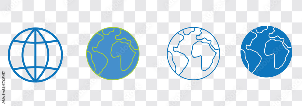 Wall mural globe icons set. planet earth symbol collection. world planet earth icon line and flat style - stock