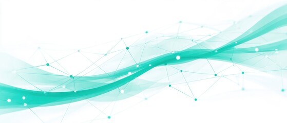 Abstract digital background featuring flowing lines and connecting nodes in a light turquoise color scheme.