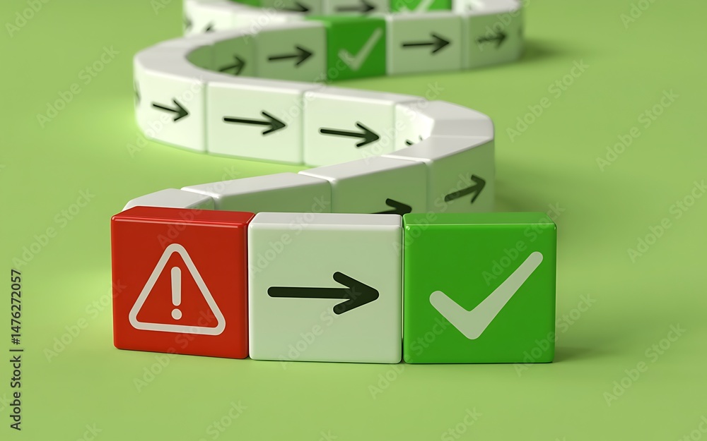 Poster navigating the path to success a visual representation of decision-making, risk assessment, and prog