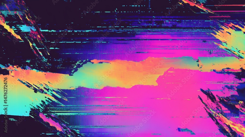 Poster digital glitch background with rgb noise and distortion perfect for tech error visuals and futuristi