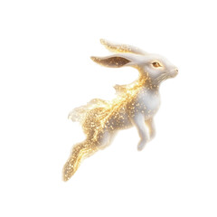 Fototapeta premium Magical Golden Rabbit in Leap - Fantasy Animal Art