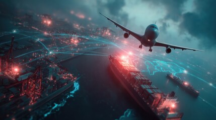 Fototapeta premium Global cargo network