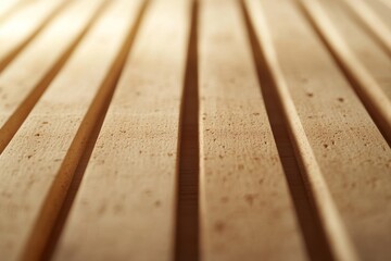 Close-up view of light beige wooden planks,  parallel lines,  natural wood grain detail