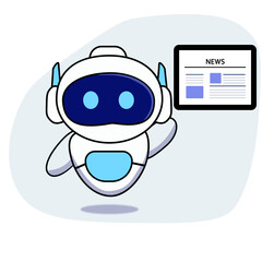 cute robot presenting latest news on modern tab, Ai robot robot delivering information on digital news tab,
Ai with latest news  , Ai robot vector